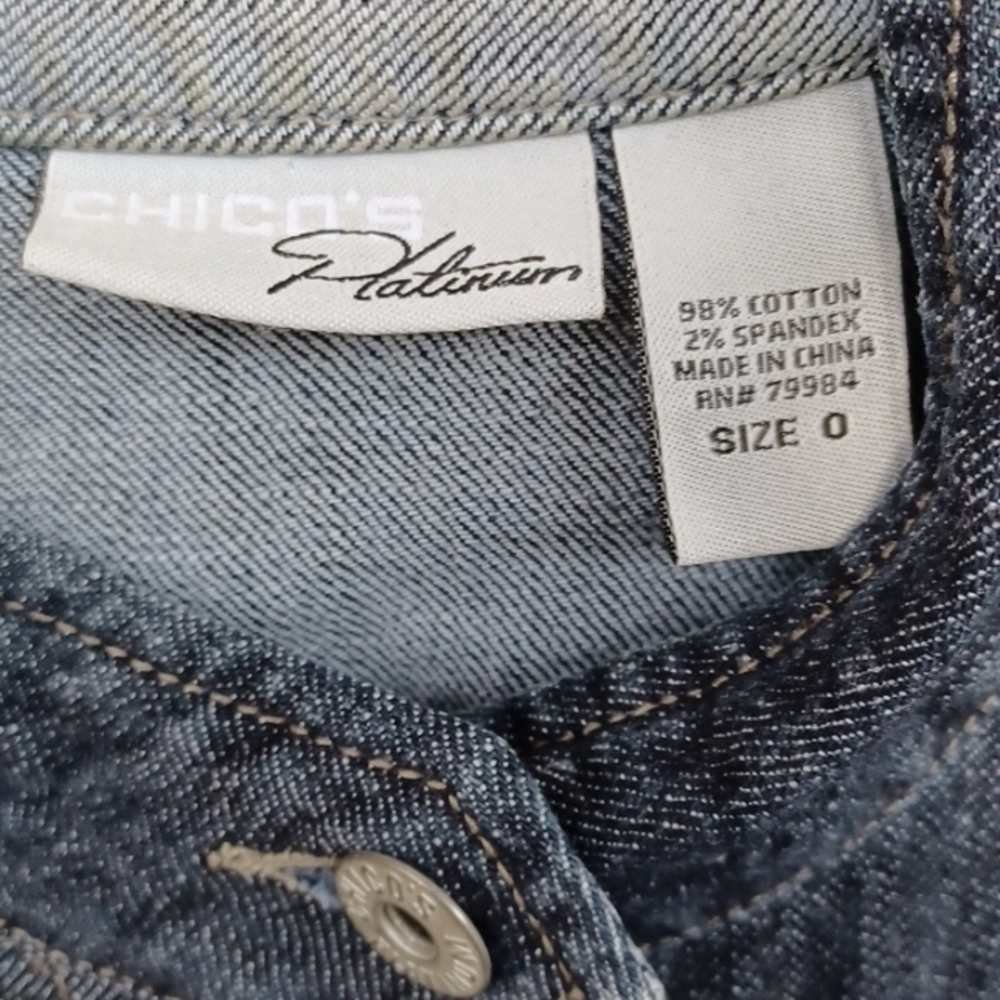 CHICO'S Denim Blue Women's Jacket SZ 0 - Picture 4 of 6